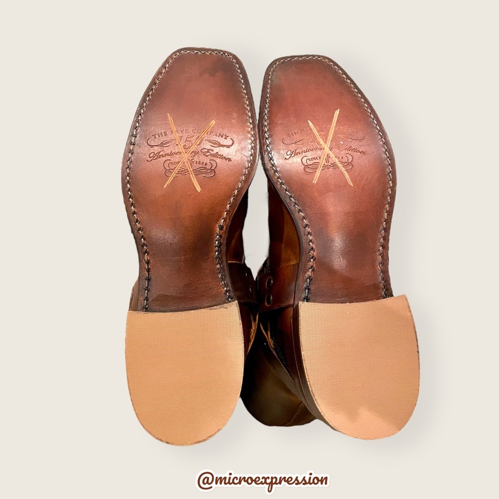 Frye 150th Anniversary Harness 12R Cognac Leather Cavalry Cowboy Distressed Boot - Picture 14 of 16
